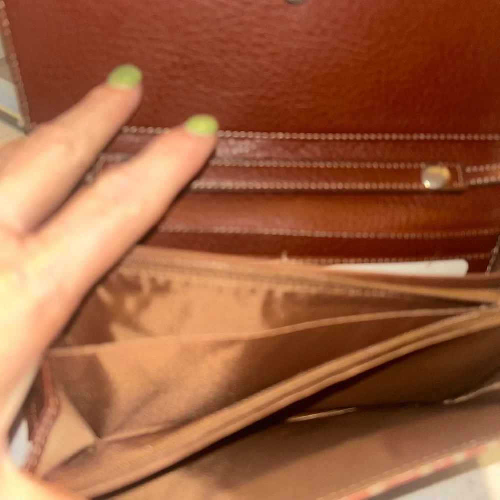 Etienne Aigner Multicolor Logo Canvas Wristlet with Brown Leather Trim - Picture 6 of 12